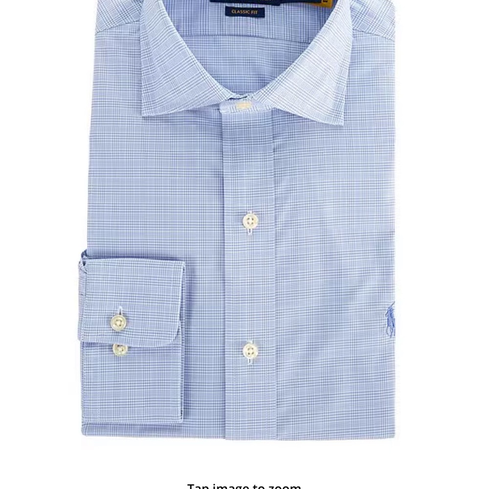 Polo by Ralph Lauren Classic Fit Blue Micro-Check Dress Shirt